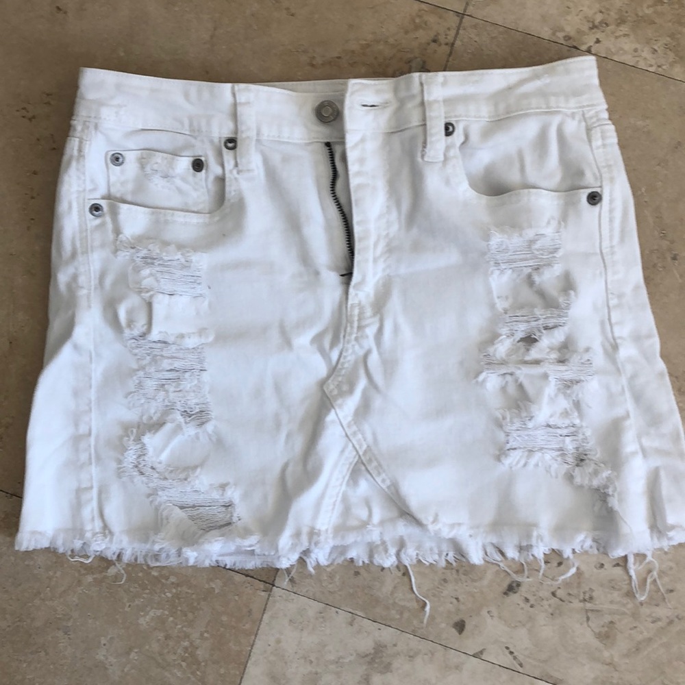 American Eagle distressed jeans mini skirt